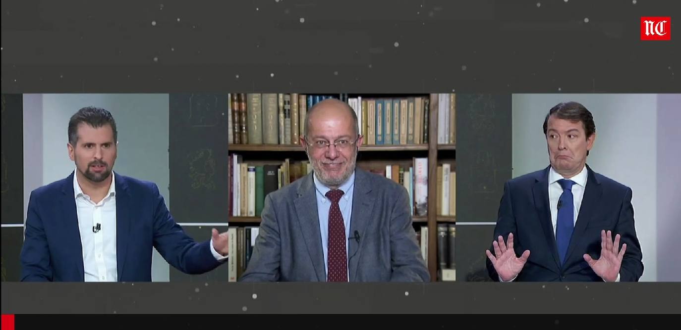 Tudanca, Igea y Mañueco durante la parte del debate en la que aludieron a Vox.