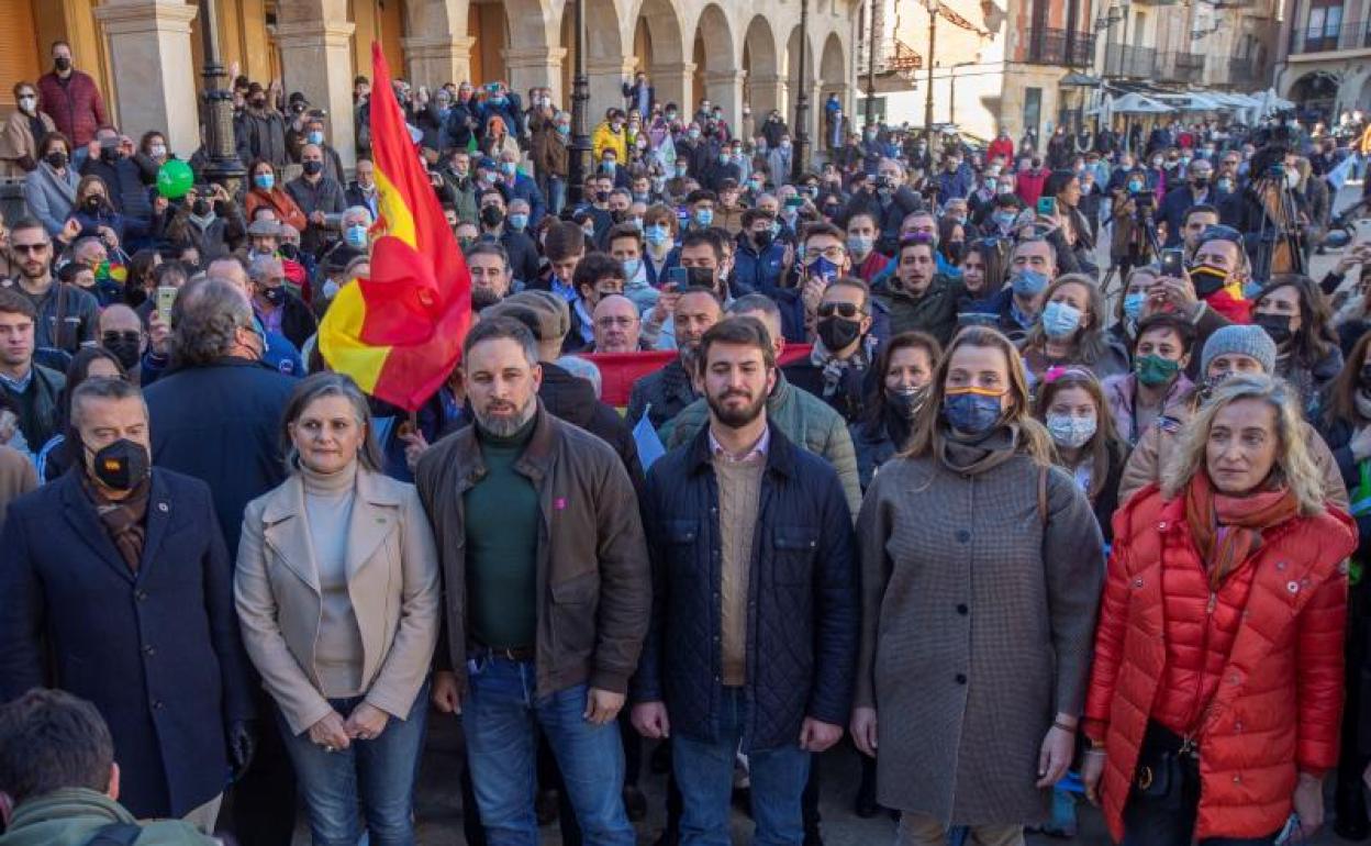 Santiago Abascal, junto a Juan García-Gallardo, en Soria.Wifredo-Efe