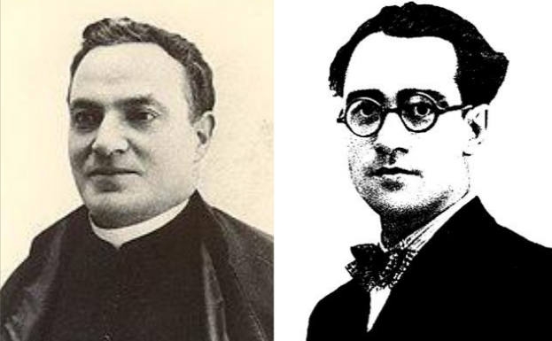 Los folcloristas Federico de Olmeda y Antonio José Martínez.