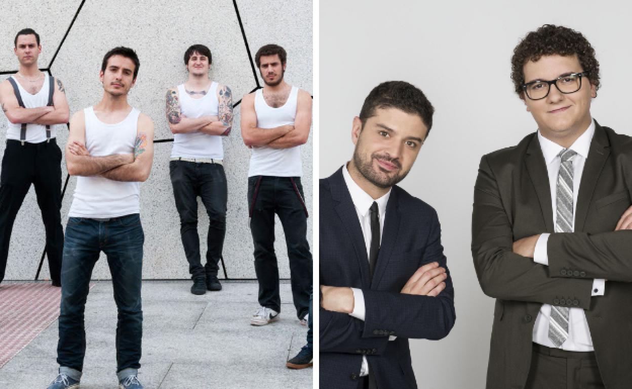 Duelo de brazos cruzados entre los integrantes de La M.O.D.A. y el dúo de 'No te metas en política'. 