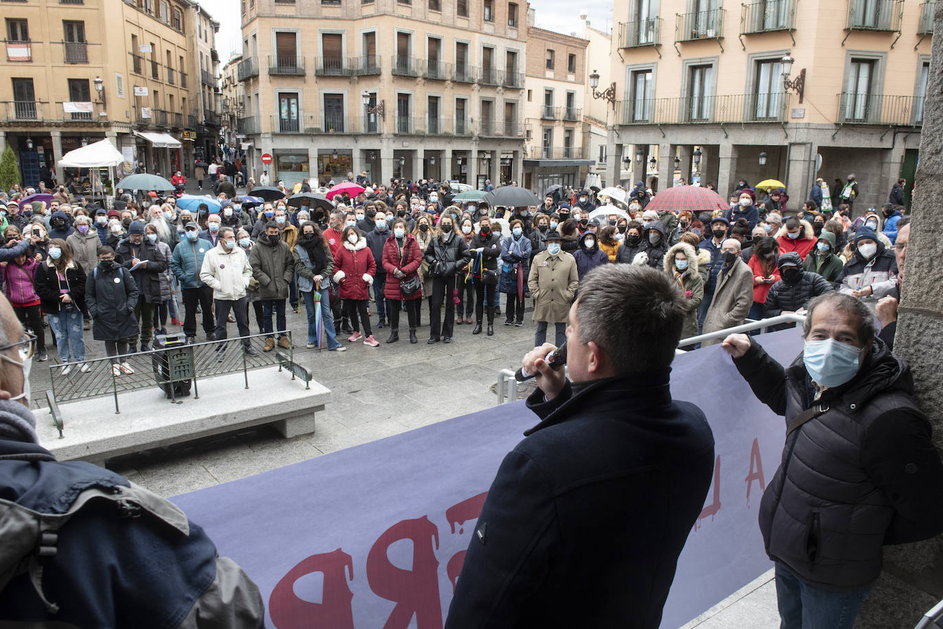 Protesta celebrada este sábado en Segovia contra la guerra.
