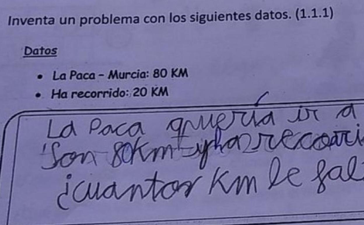 La respeusta del alumno en el examen de matemáticas. 