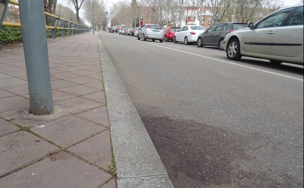 Restos del atropello junto al bordillo del paseo del Cauce, frente a Económicas. 