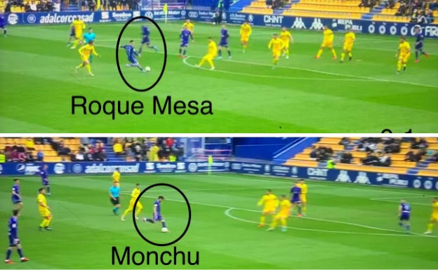 Roque Mesa y Monchu pusieron la ventaja en el marcador con sendos disparos lejanos.
