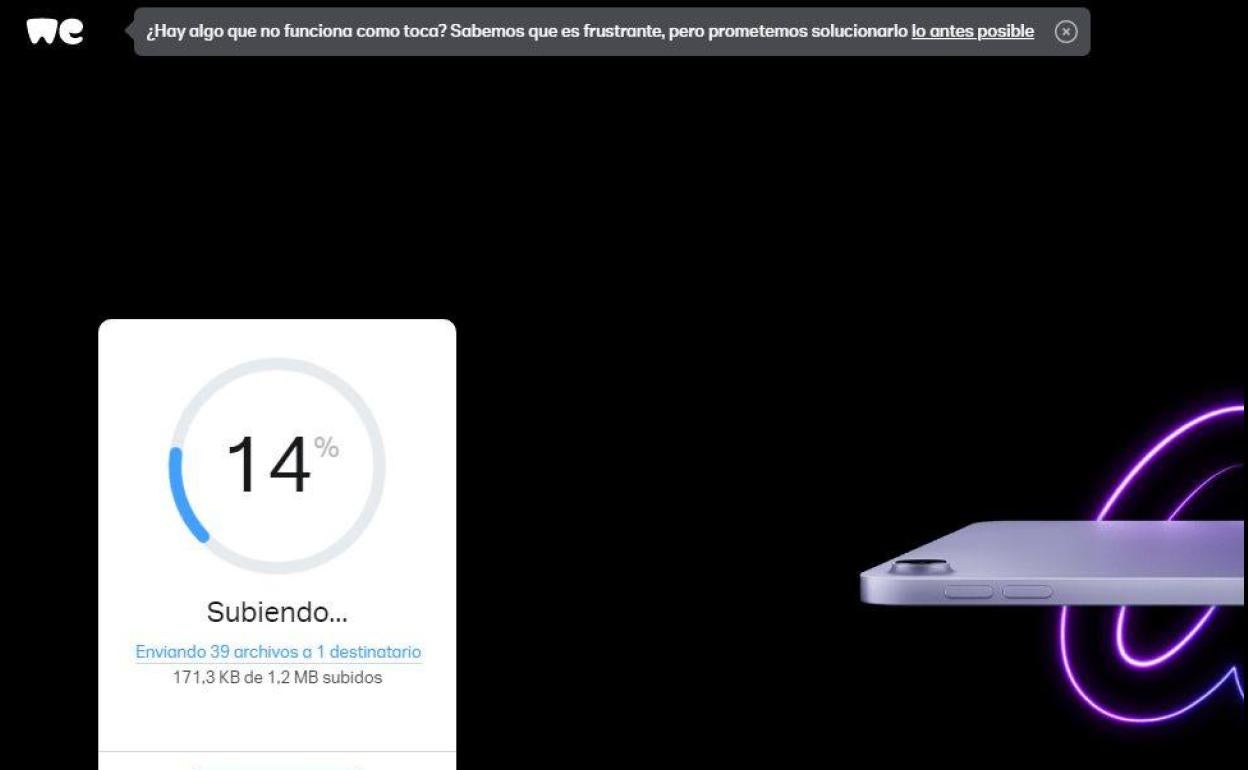 WeTransfer se cae por tercera vez en un mes