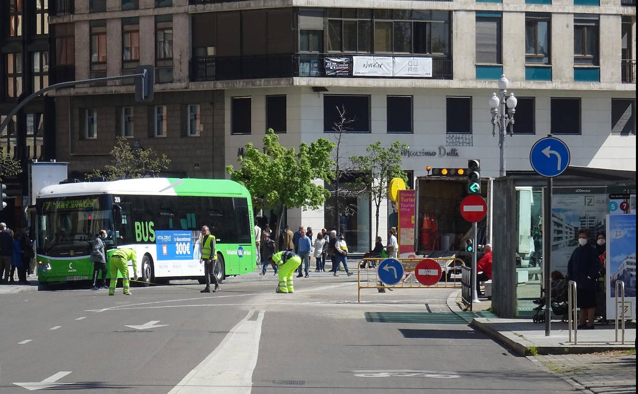 Tramo en obras de la plaza de Zorrilla, en una imagen del lunes. 