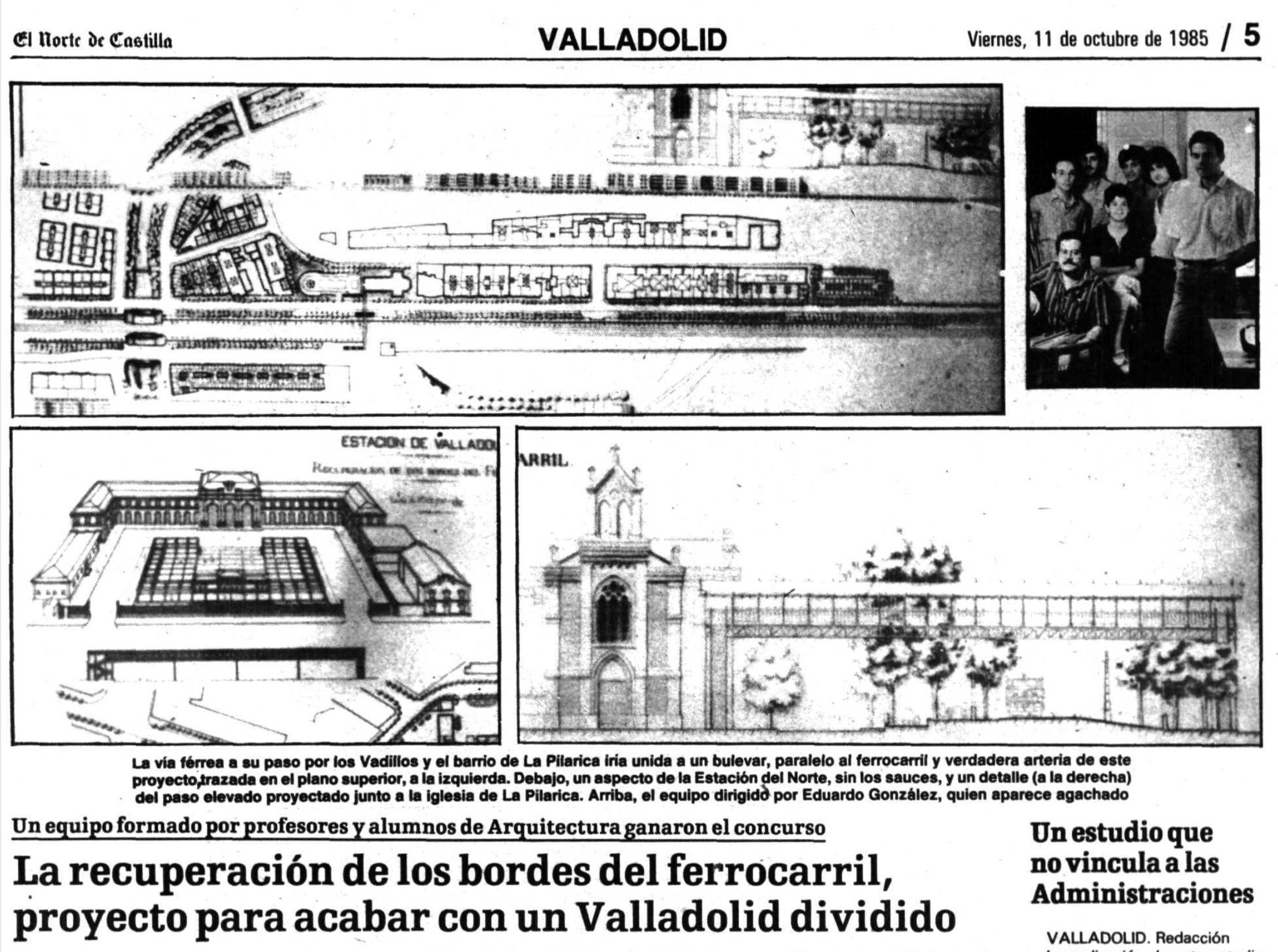 'La recuperación de los bordes del ferrocarril, royecto para acabar con un Valladolid dividido.' El Norte de Castilla, 11 de octubre de 1985.