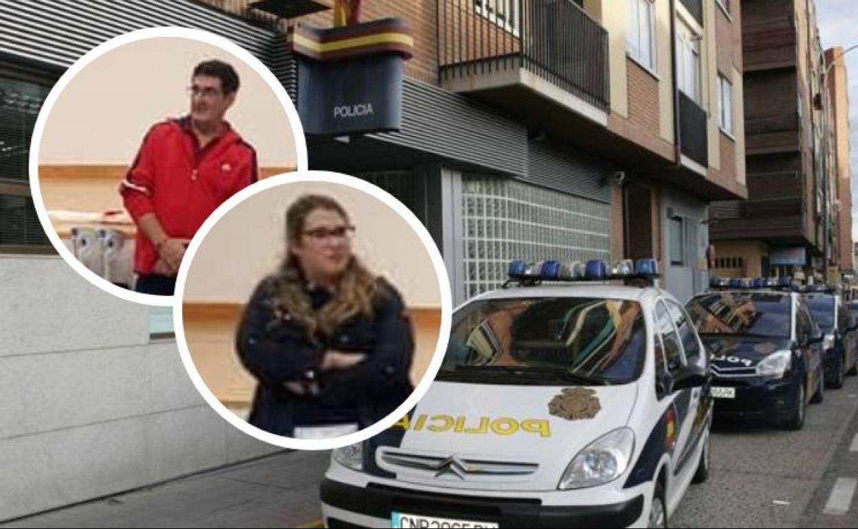 Comisaría de la Policía Nacional en Medina del Campo. En el círculo, el concejal detenido y su hija