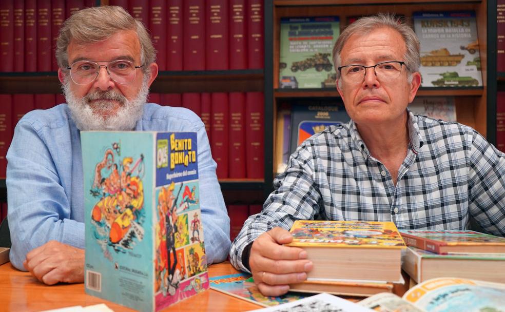 Carlos y Luis Fresno, autores del cómic vallisoletano de los años ochenta 'Benito Boniato, estudiante de Bachillerato'.