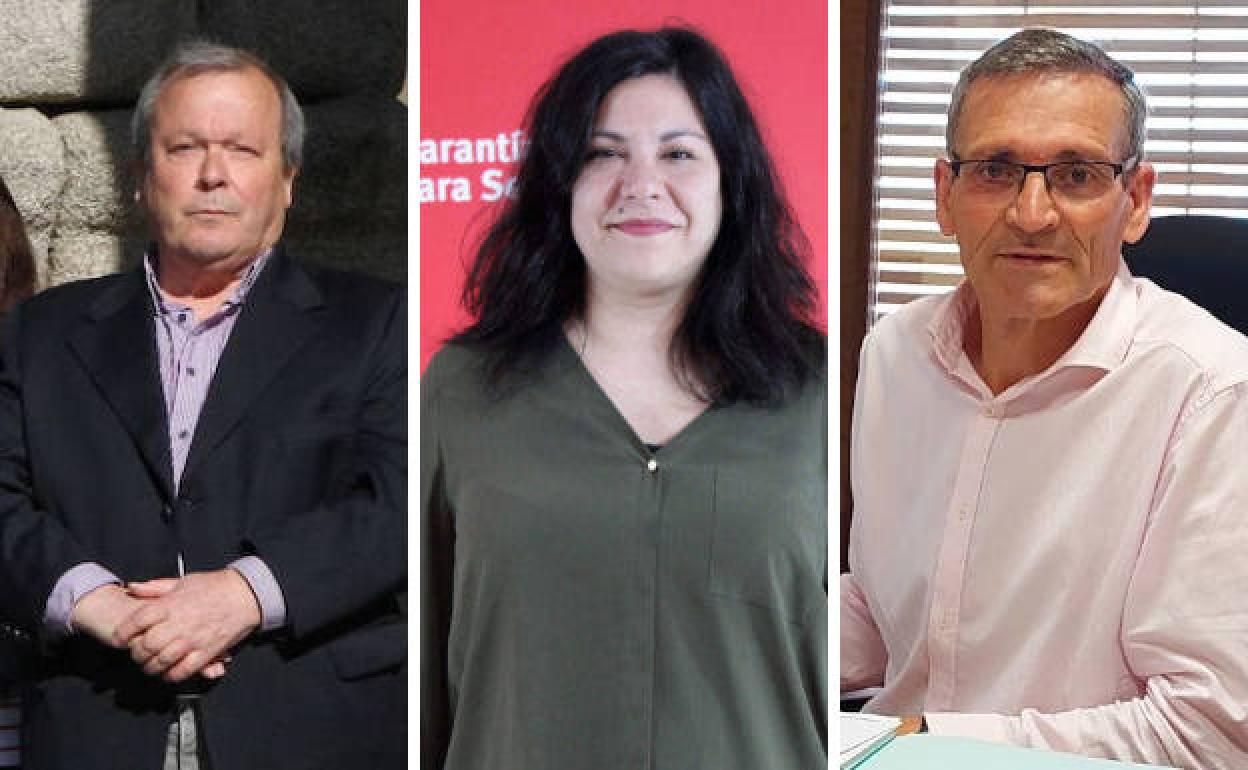 Francisco Roque (izq.), Lorena Díaz y Miguel Ángel Monterrubio, los tres alcaldes que ha tenido Marugán en el actual mandato. 