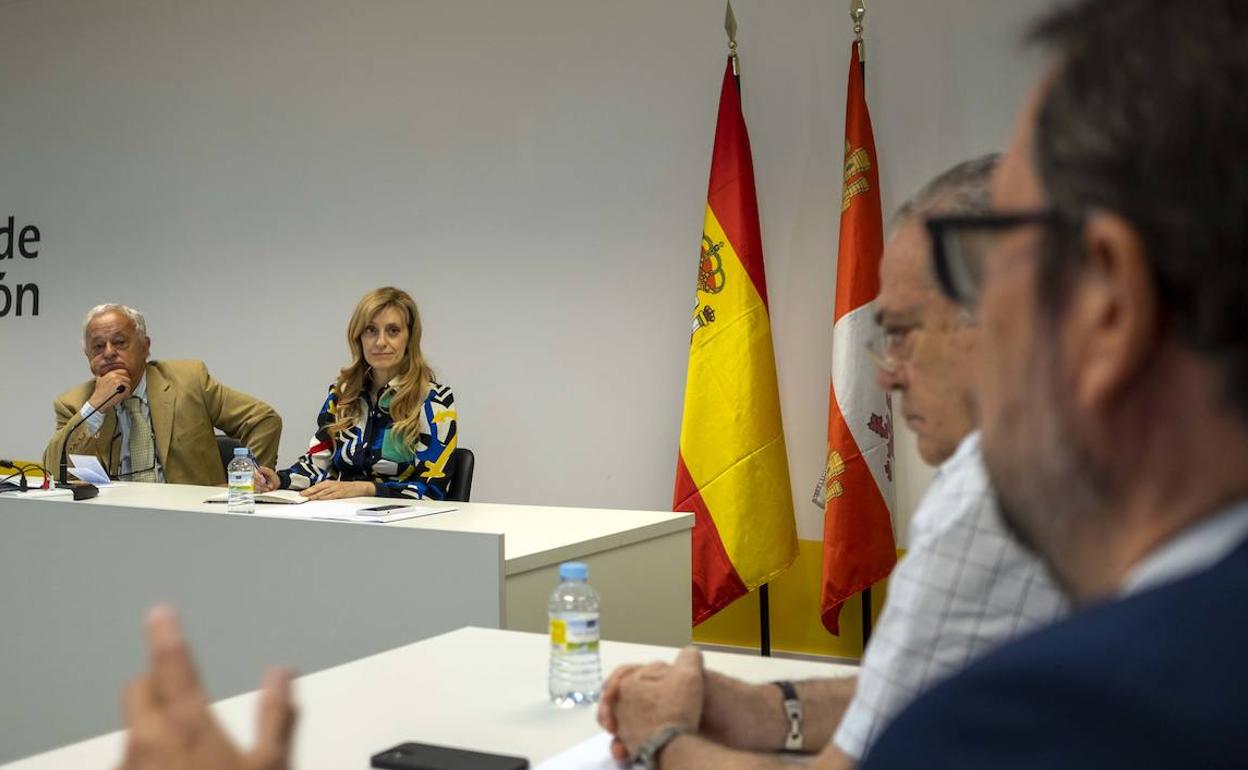 El consejero de Cultura, Turismo y Deporte, Gonzalo Santonja, y la Directora General de Políticas Culturales y Comisionado para la Lengua , Mar Sancho, se reúnen con la Asociación de Escuelas de Español de Castilla y León.. 