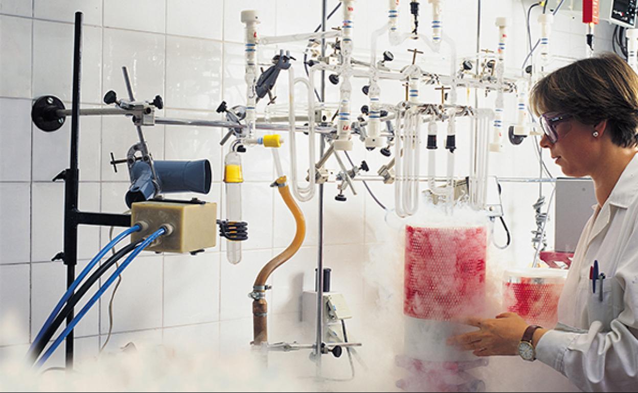 Una investigadora en un laboratorio de la USAL.