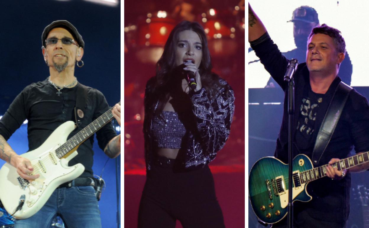 Fito Cabrales, Ana Guerra y Alejandro Sanz, en diferentes conciertos.