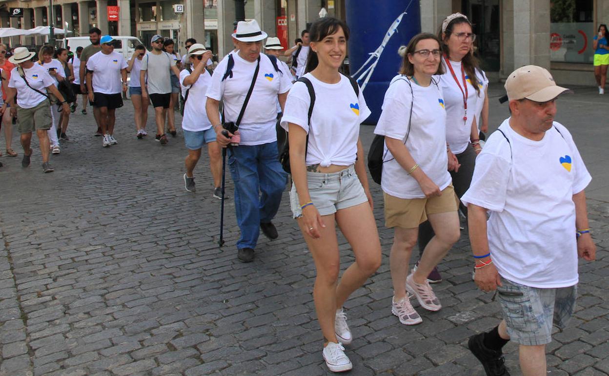 Marcha solidaria en favor del pueblo ucraniano, este sábado. 