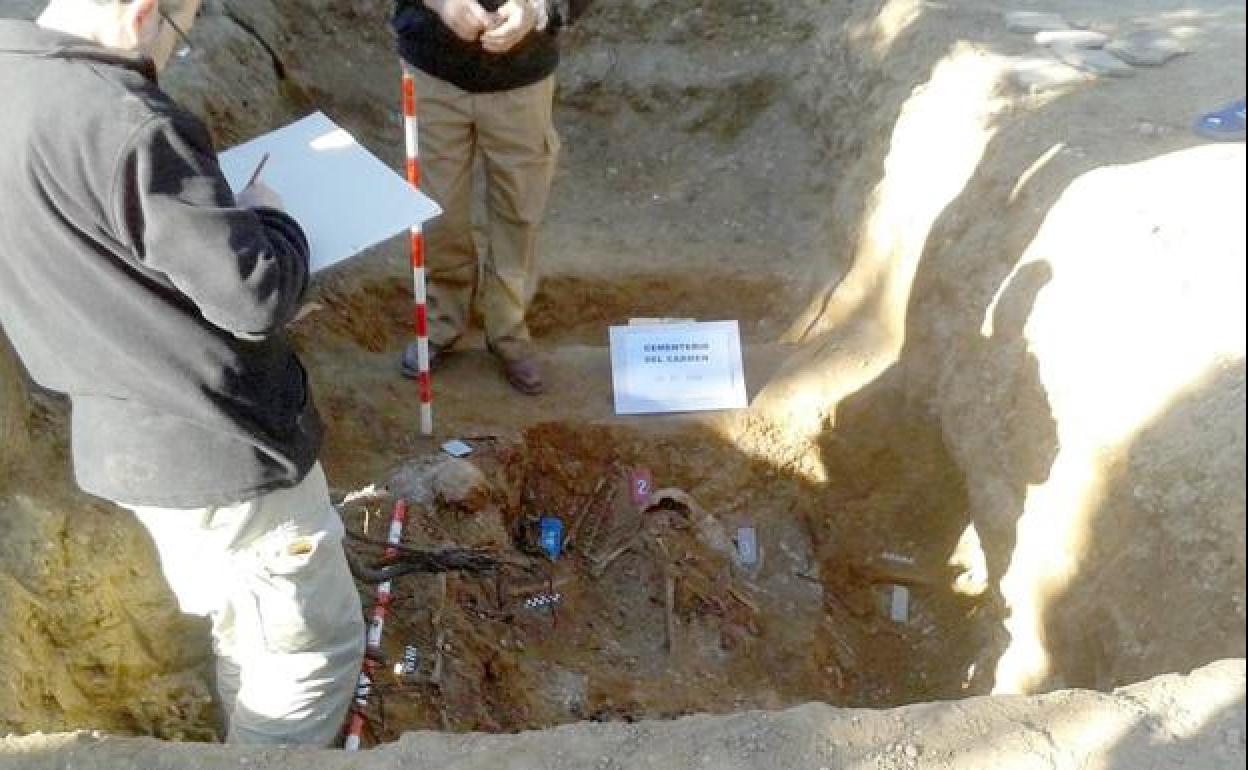 Restos humanos localizados en las fosas del cementerio de El Carmen. 