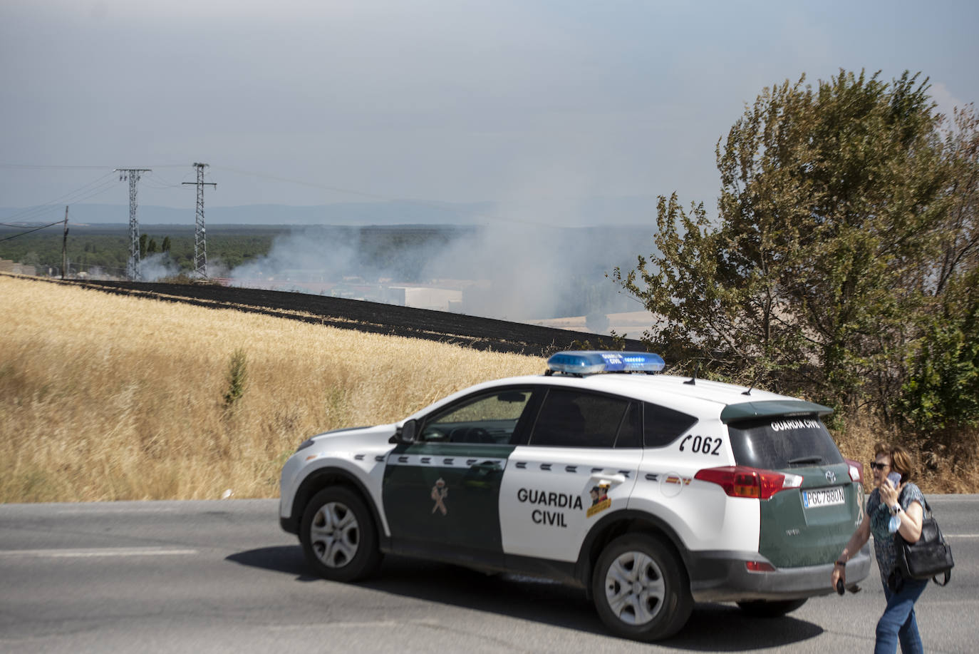 Labores de extinción del incendio en Cuéllar