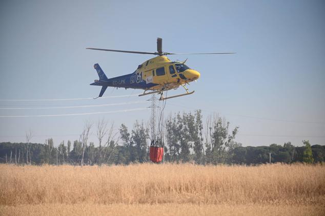 Fotos: Controlado el fuego que amenazó la zona de pinar en Aldeamayor de San Martín