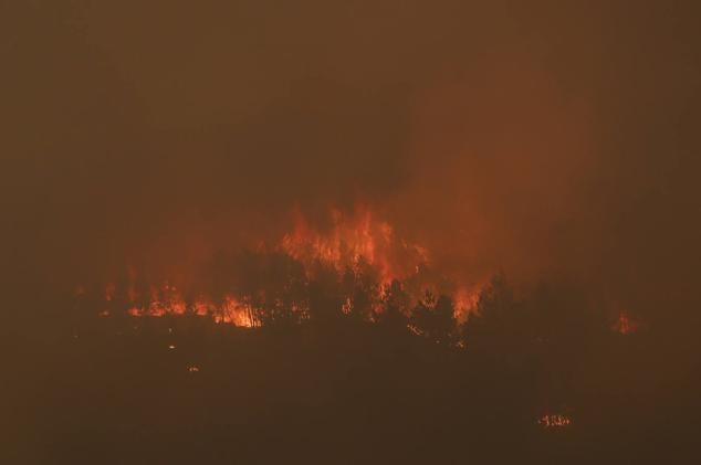 Llamas del incendio declarado en A Pobra de Brollón