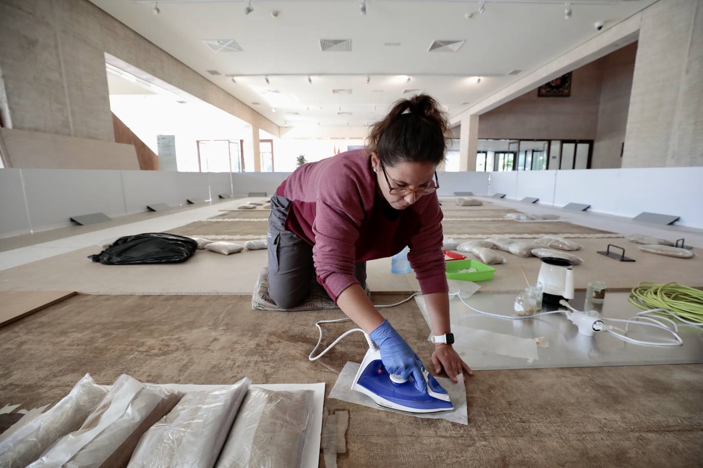 Fotos: Cuatro especialistas trabajan en las Cortes de Castilla y León en la restauración del cuadro de los Comuneros