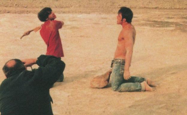 Rodaje de una de las míticas escenas de la película. 
