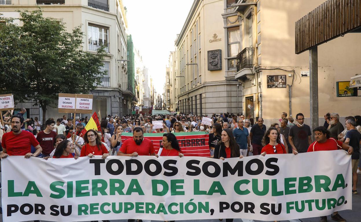 Protesta en Zamora por los fuegos en La Culebra. 