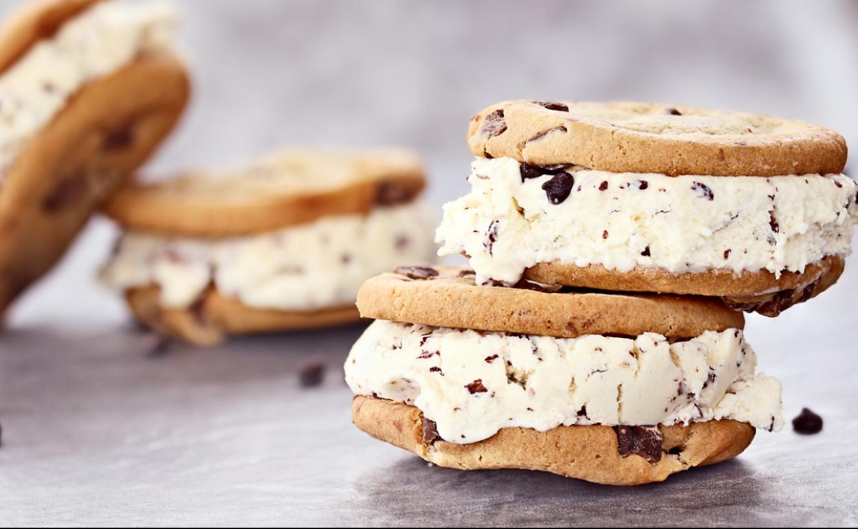 El helado, listo para comer. 