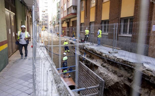 Estado de las obras en la calle Loza.