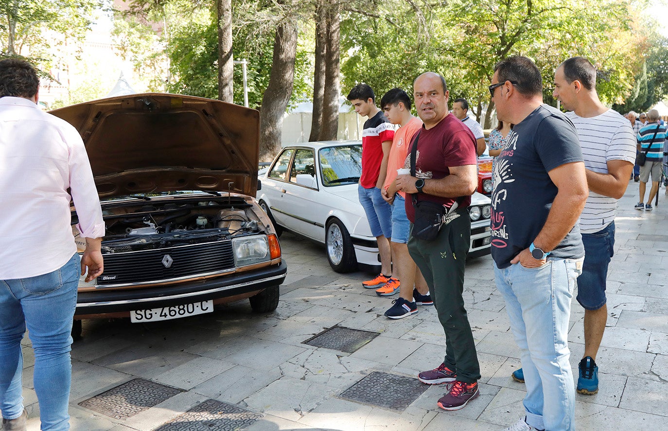 Concentración de coches clásicos en el parque del Salón