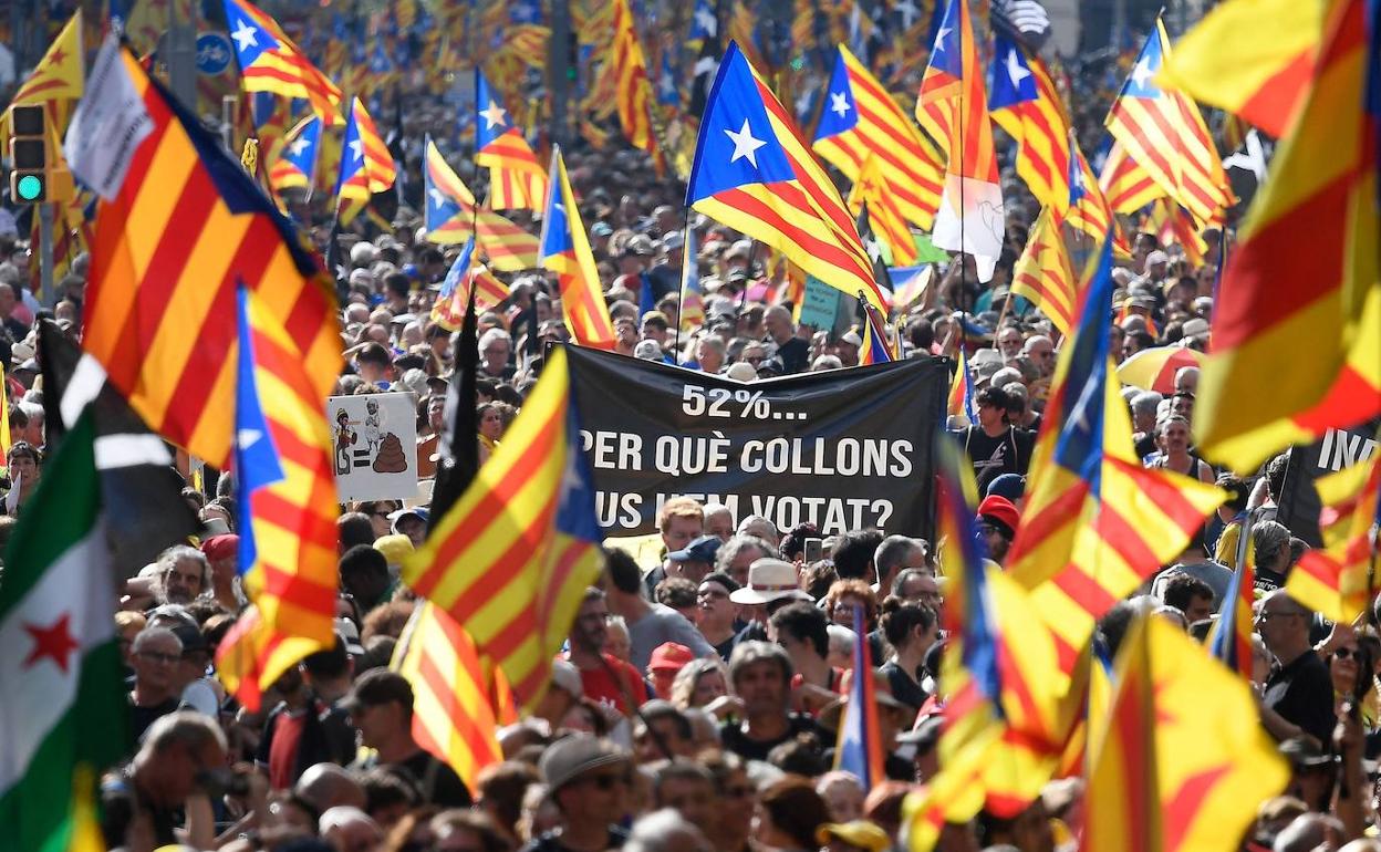 Manifestación en favor de la independencia celebrada el 11 de septiembre de 2022 en Barcelona..