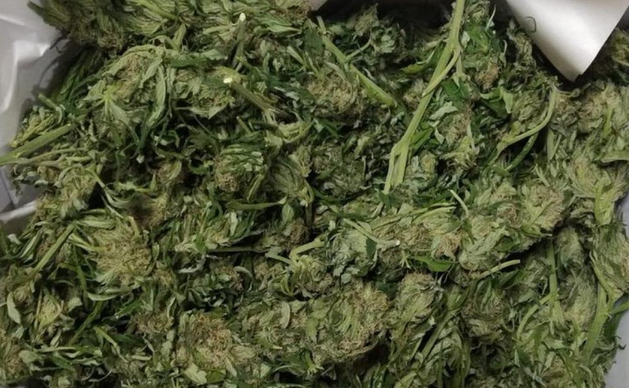 Los agentes localizaron casi 400 gramos de marihuana. 