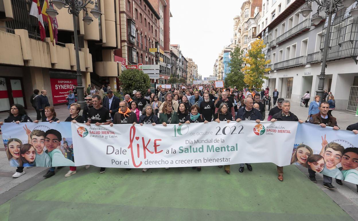 Manifestación celebrada en León organizada por Salud Mental Castilla y León. 