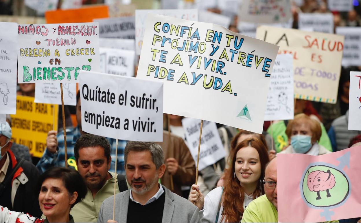 Concentración en Madrid por el Día Mundial de la Salud Mental.