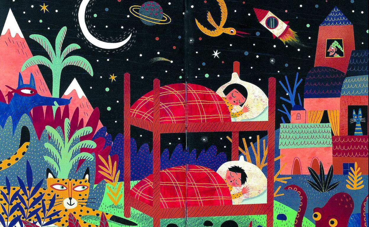 Ilustración de Mariana R. Johnson para 'La noche en el bolsillo' (Kalandraka). 