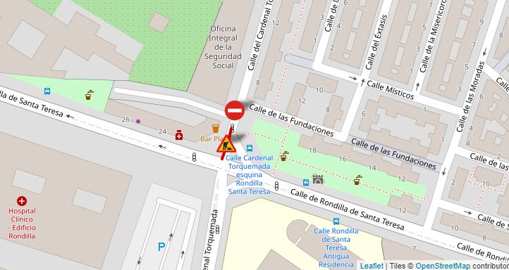 Trazo del corte de la calle Cardenal Torquemada.