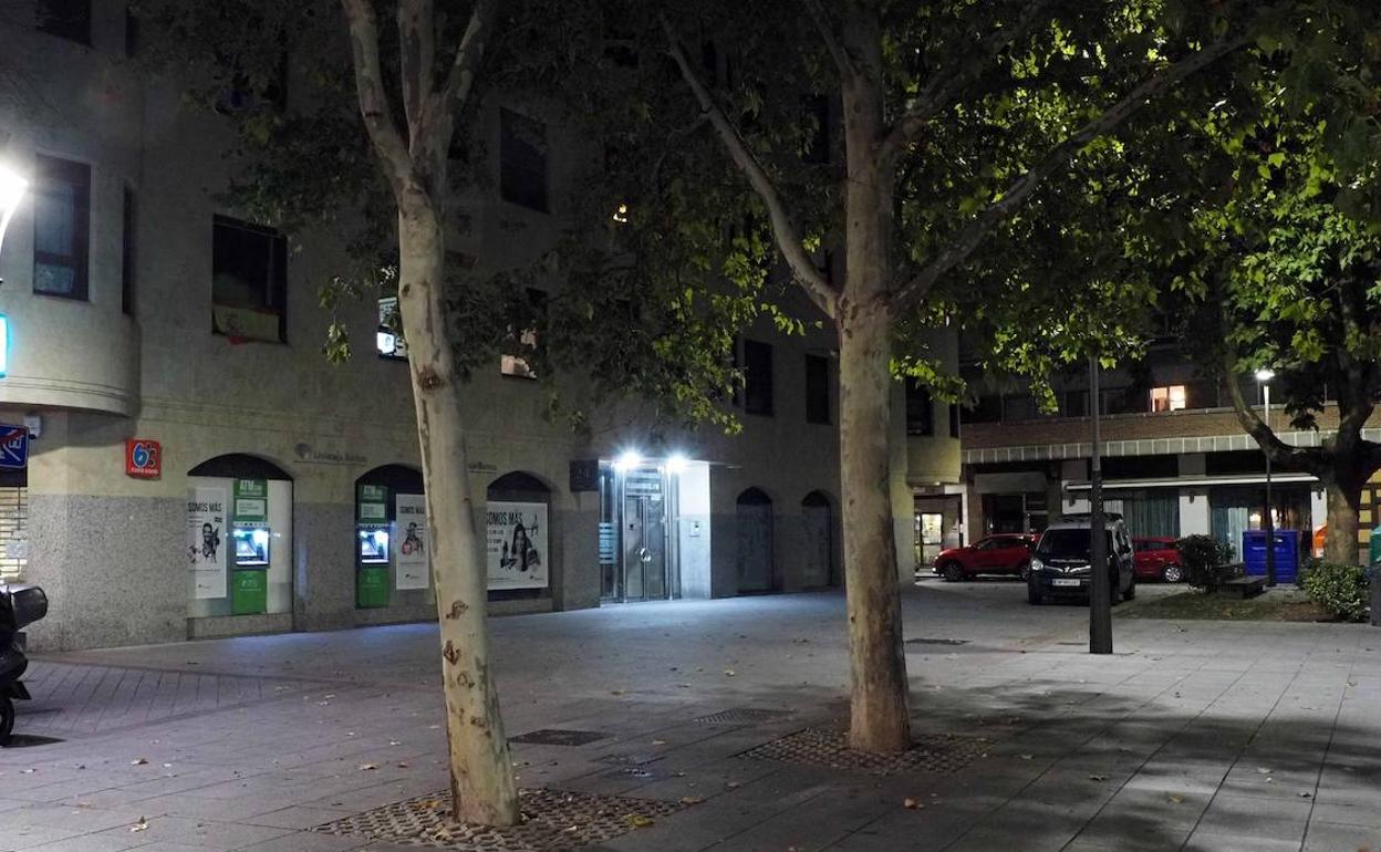 Imagen de vigilancia policial durante la noche en la Plaza de San Miguel. 