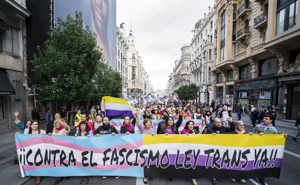 La manifestación recorrió este sábado la Gran Vía de Madrid 