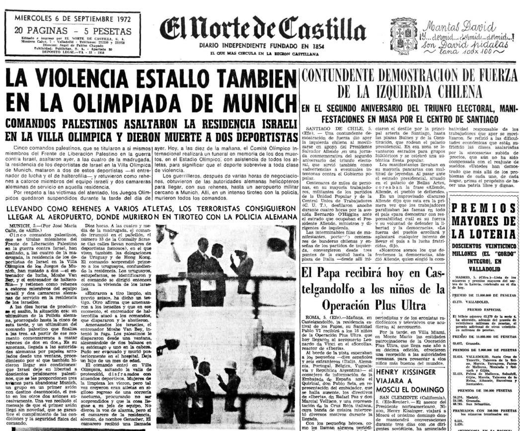 Noticia publicada en EL Norte de Castilla sobre el ataque en Múnich. 
