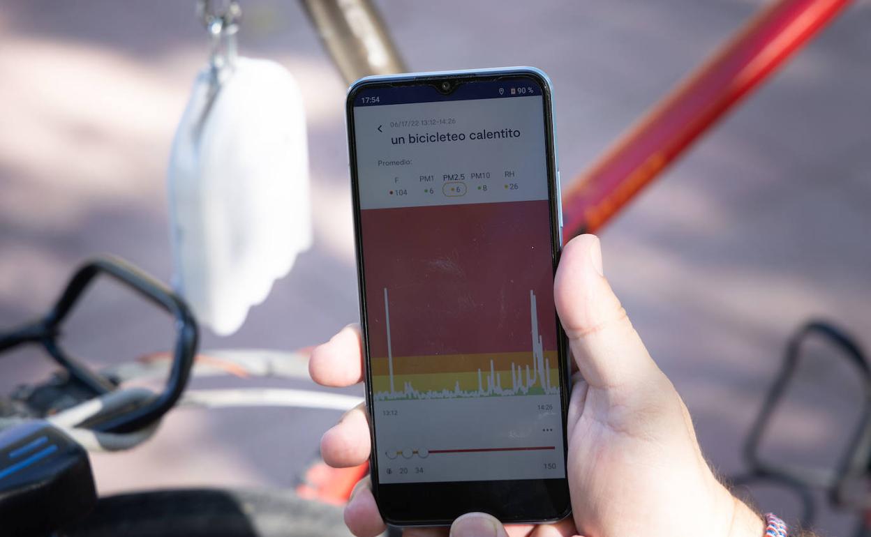 Una aplicación para medir la contaminación en los trayectos en bicicleta. 