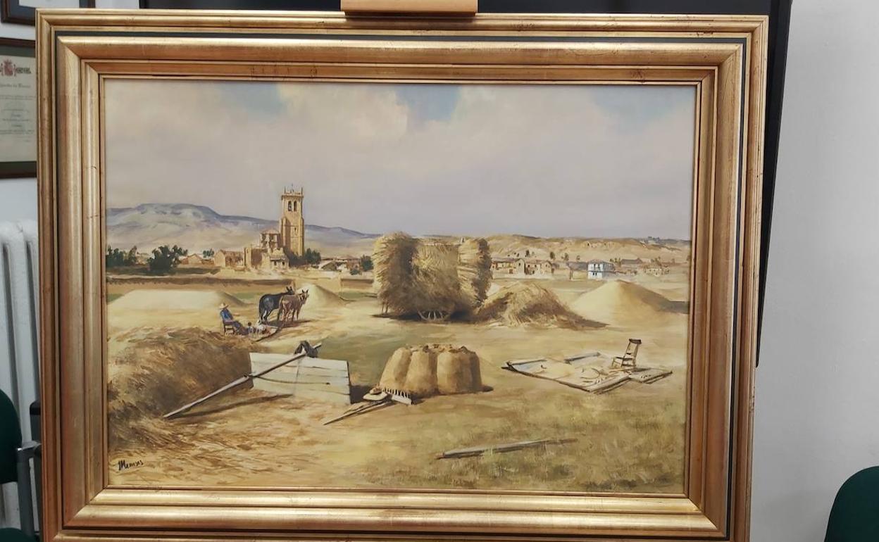 Cuadro de Meneses, propiedad del Ayuntamiento de Villamuriel, trasladado a la Diputación para la presentación de la muestra. 