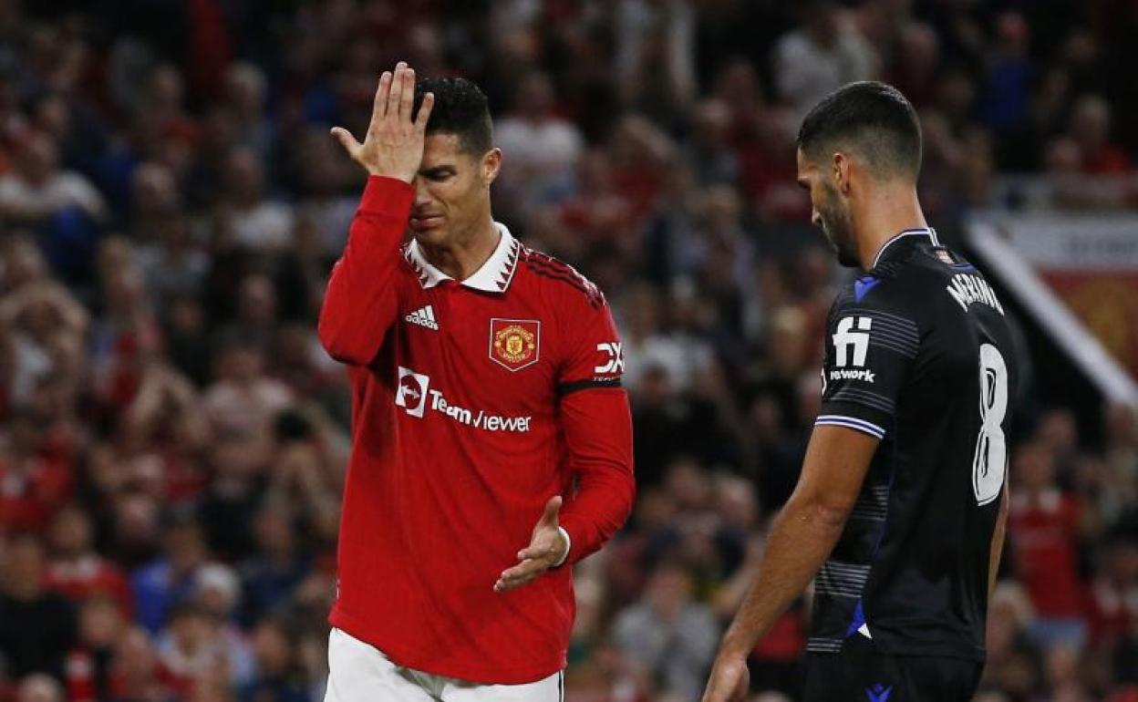 Cristiano Ronaldo, durante un partido con el Manchester United. 