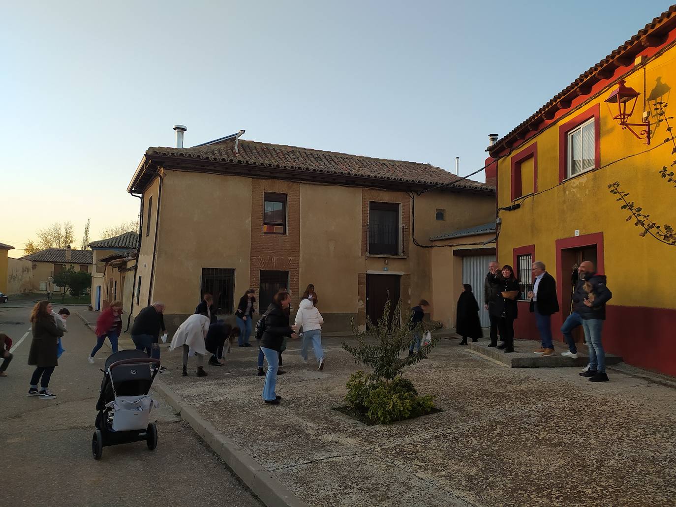 Los vecinos de Villán de Campos recogen las castañas. 