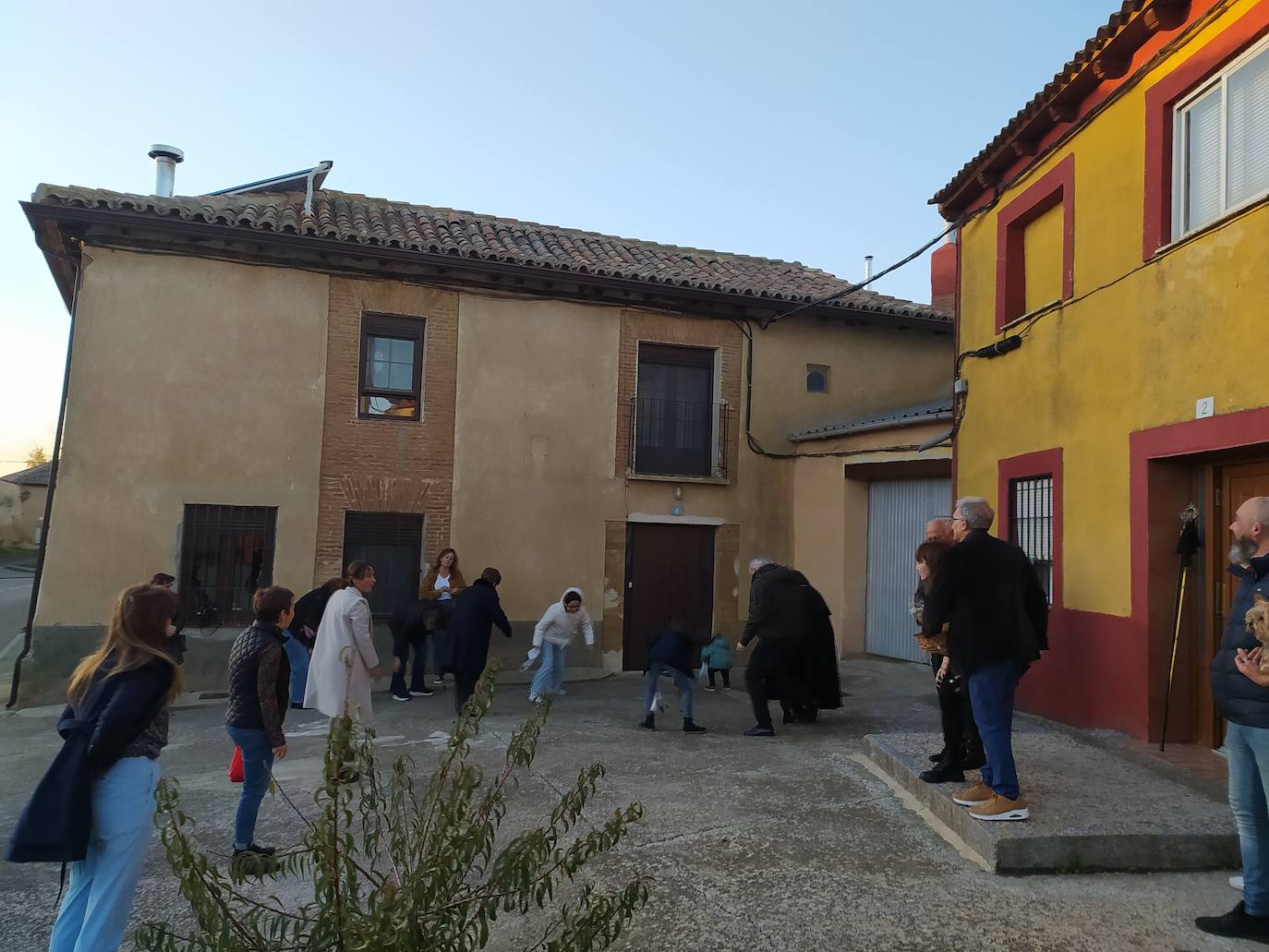 Los vecinos de Villán de Campos recogen las castañas. 