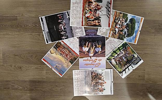 Páginas de algunos de los meses del calendario benéfico. 