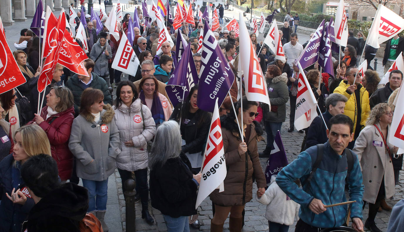 Manifestación organizada por los sindicatos en Segovia.
