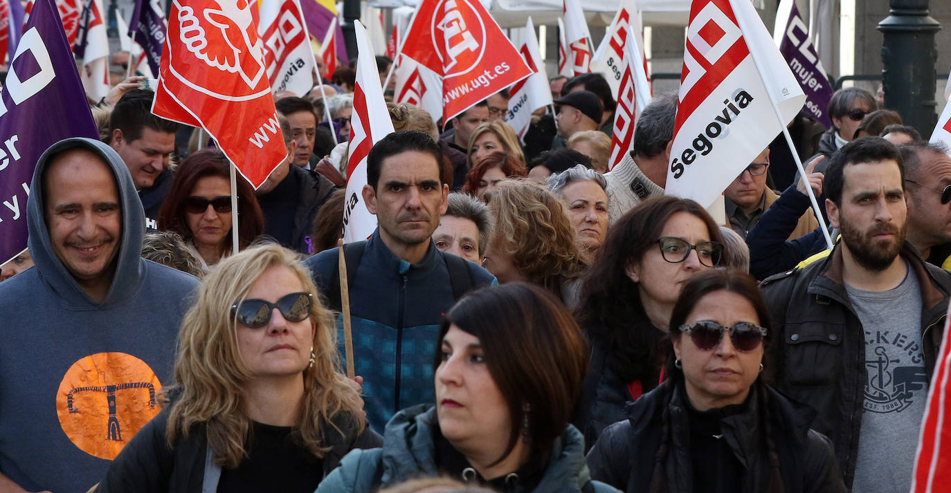 Manifestación organizada por los sindicatos en Segovia.