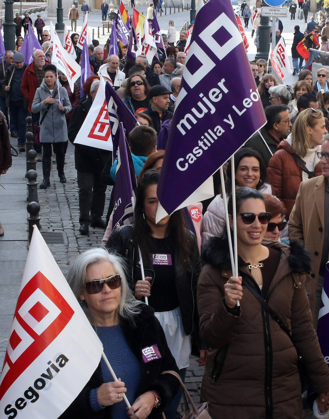 Manifestación organizada por los sindicatos en Segovia.