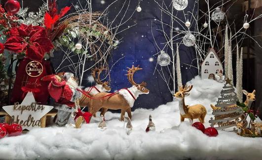 Escaparate Navidad 2021 de la Floristería Hiedra, de Íscar