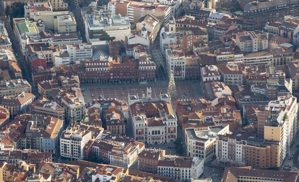 Plano aéreo del casco histórico de la capital de Valladolid