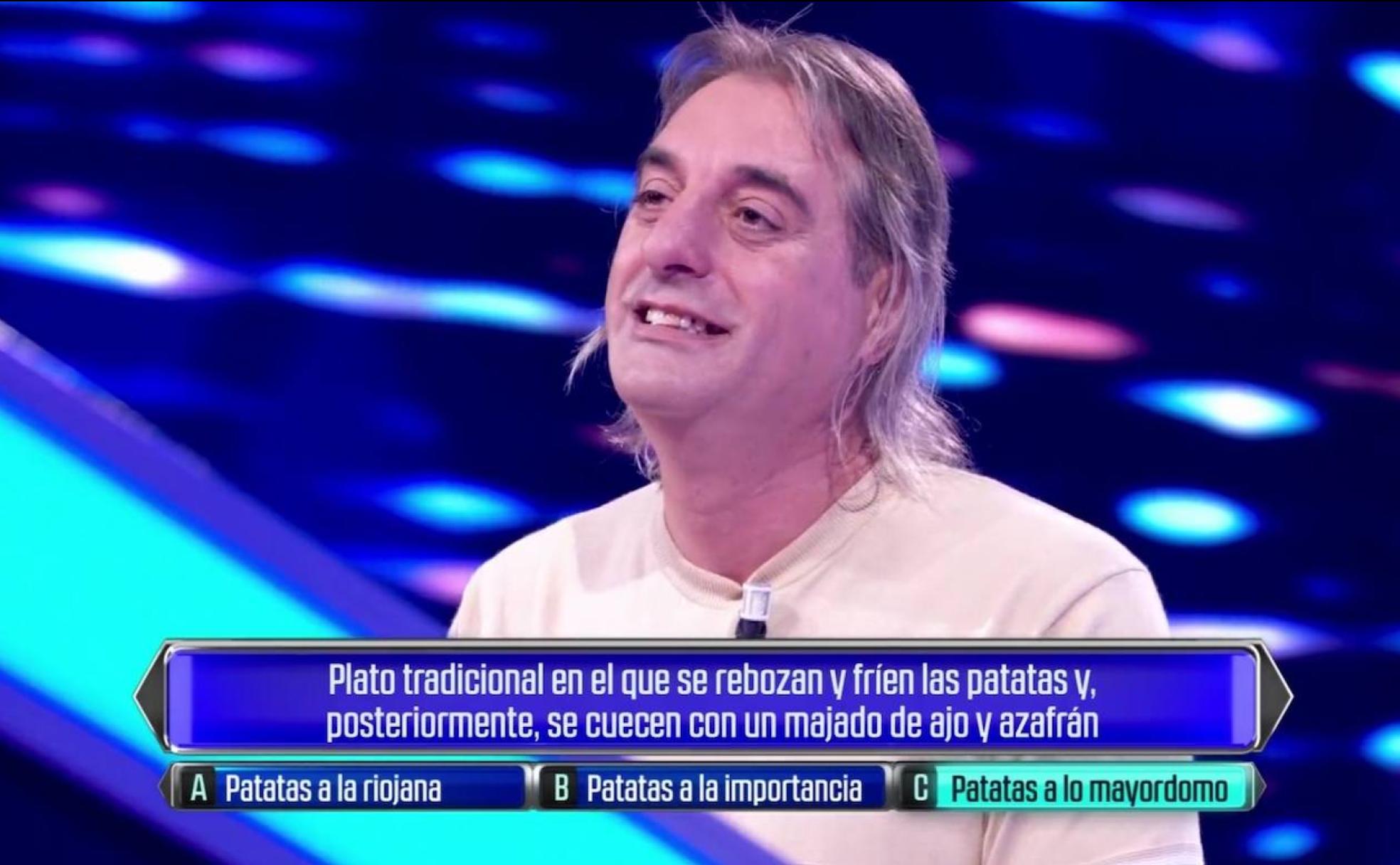 El concursante palentino Amando Sánchez, ante la pregunta que falló en el programa 'El Cazador'. 