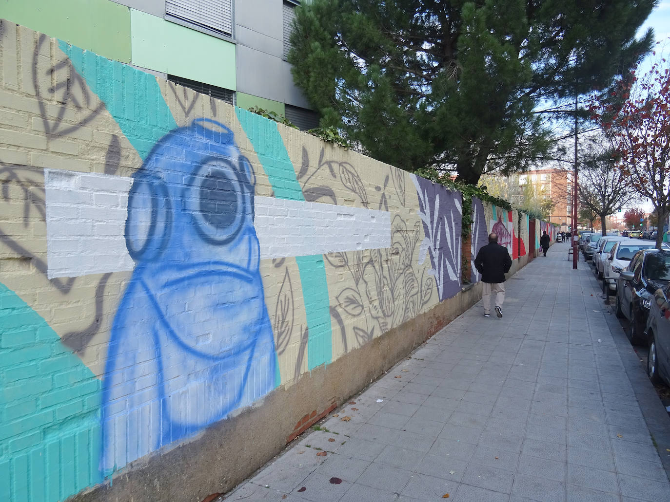 Tapia del instituo Leopoldo Cano de la calle Cigüeña.